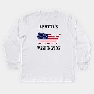 SATTLE WASHINGTON Kids Long Sleeve T-Shirt